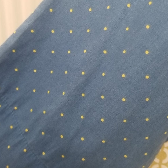 Talbots Blue with Yellow polka dots top - Picture 3 of 6